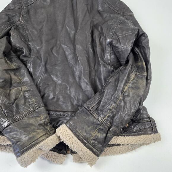 Wonder Woman DC Comics Lamb skin Leather Jacket Womens XL Brown Sherpa Aviator - Picture 11 of 16